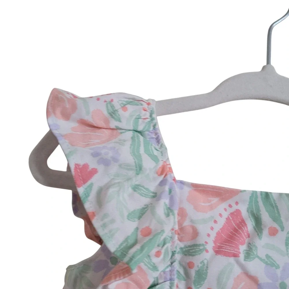 Lot of 2 Carter's‎ Baby Girl Dresses 9 Month Layered Floral Ruffle Sleeves Lined